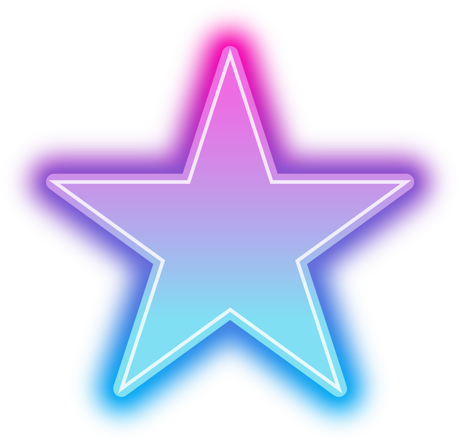Neon glowing star in blue and purple light